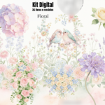 Kit Digital Floral Aquarela