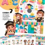 Kit Digital Formatura ABC - Ilustrações e Papéis
