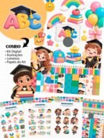 Kit Digital Formatura ABC - Ilustrações e Papéis