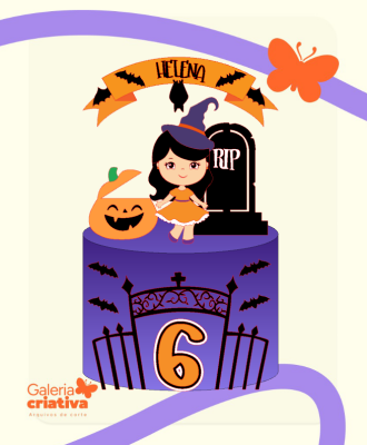 Topo-Halloween-Helena-Jessica-Medeiros-Art-_-Papier Arquivo Topo de Bolo Halloween Menina - Imagem 1