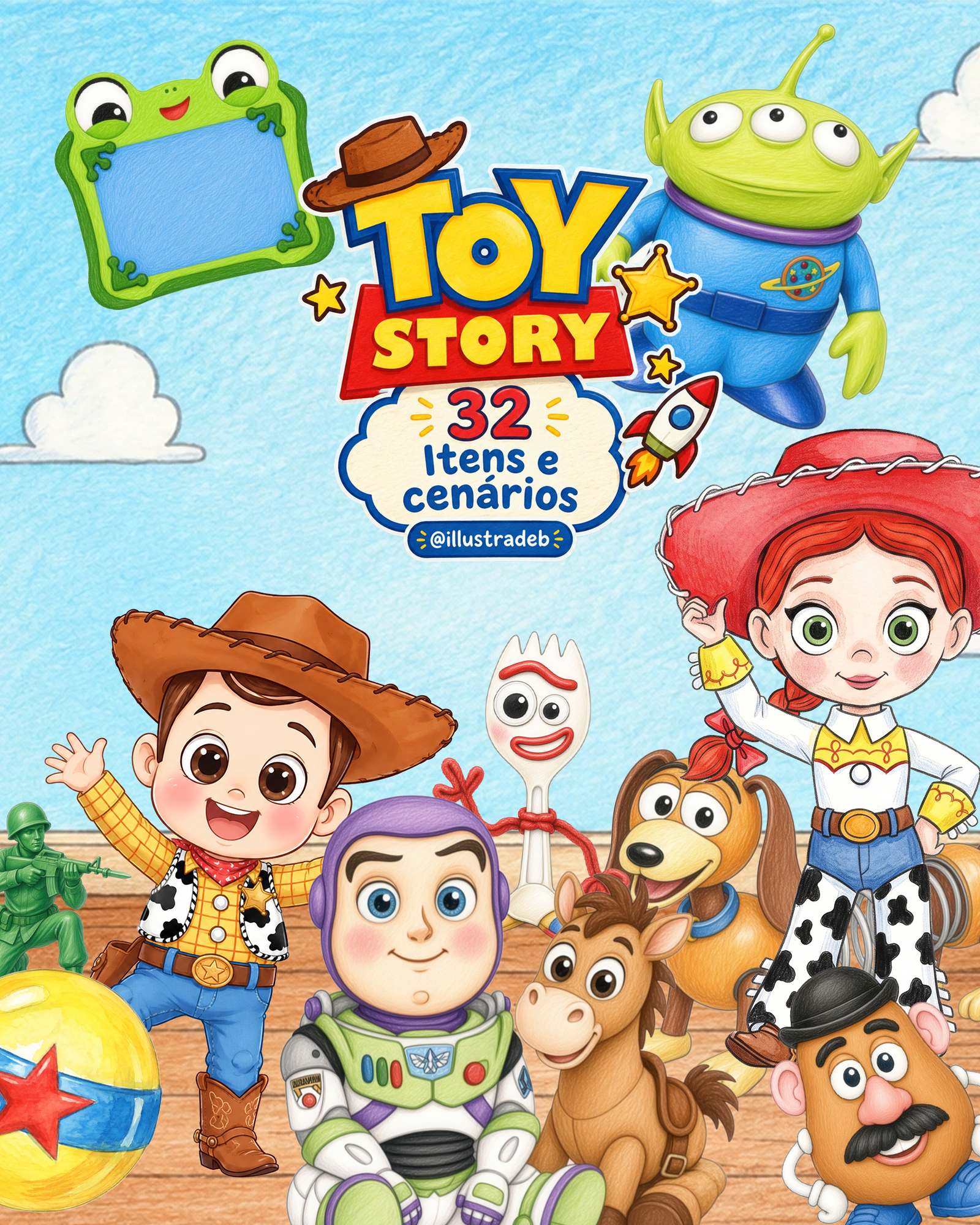 Toy Story Cute Kit Digital Toy Story Cute - Imagem 1